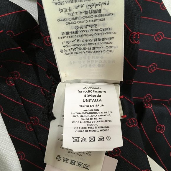 Gucci Men's Print Interlocking Red Double GG Motifs Tie Navy Blue Color DM11 - Picture 5 of 5